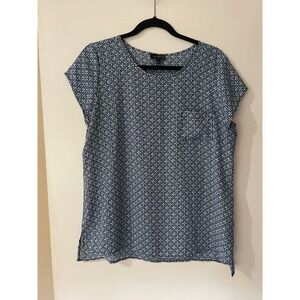 The Limited Womens Blue Geometric Print Short Sleeve Tunic Top Size L